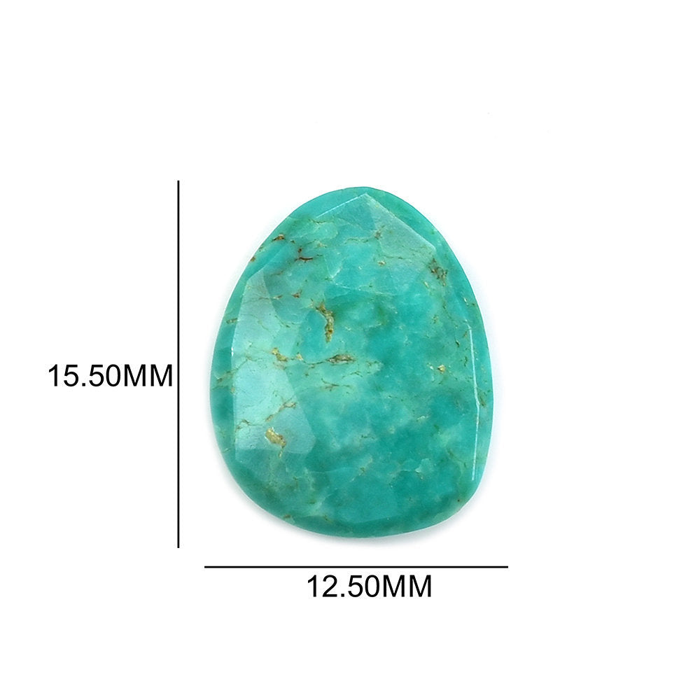 MEXICAN TURQUOISE ROSE CUT BRIOLETTE TRILLIANISH (GREENISH BLUE\WITH BROWN MATRIX) 15.50X12.50 MM 4.31 Cts.