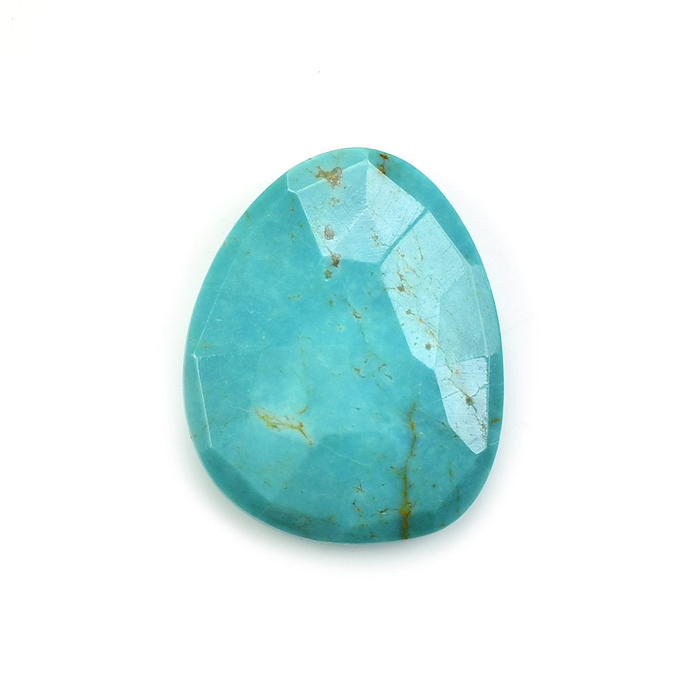 MEXICAN TURQUOISE ROSE CUT BRIOLETTE TRILLIANISH (GREENISH BLUE\WITH SOME MATRIX) 15.50X12.50 MM 4.37 Cts.
