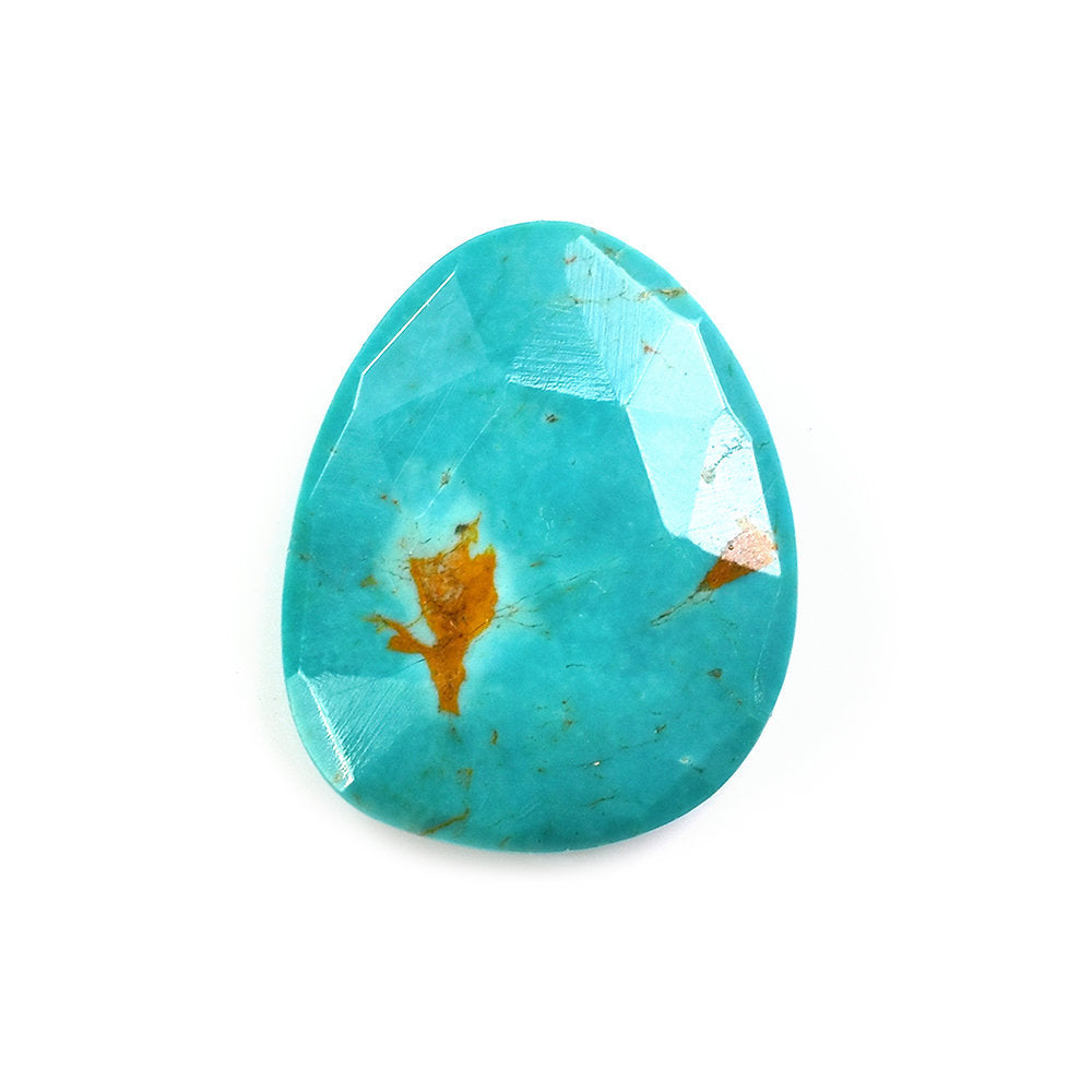 MEXICAN TURQUOISE ROSE CUT BRIOLETTE TRILLIANISH (GREENISH BLUE\WITH SOME MATRIX) 15.50X12.50 MM 4.37 Cts.