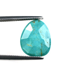 MEXICAN TURQUOISE ROSE CUT BRIOLETTE TRILLIANISH (GREENISH BLUE\WITH SOME MATRIX) 15.50X12.50 MM 4.37 Cts.
