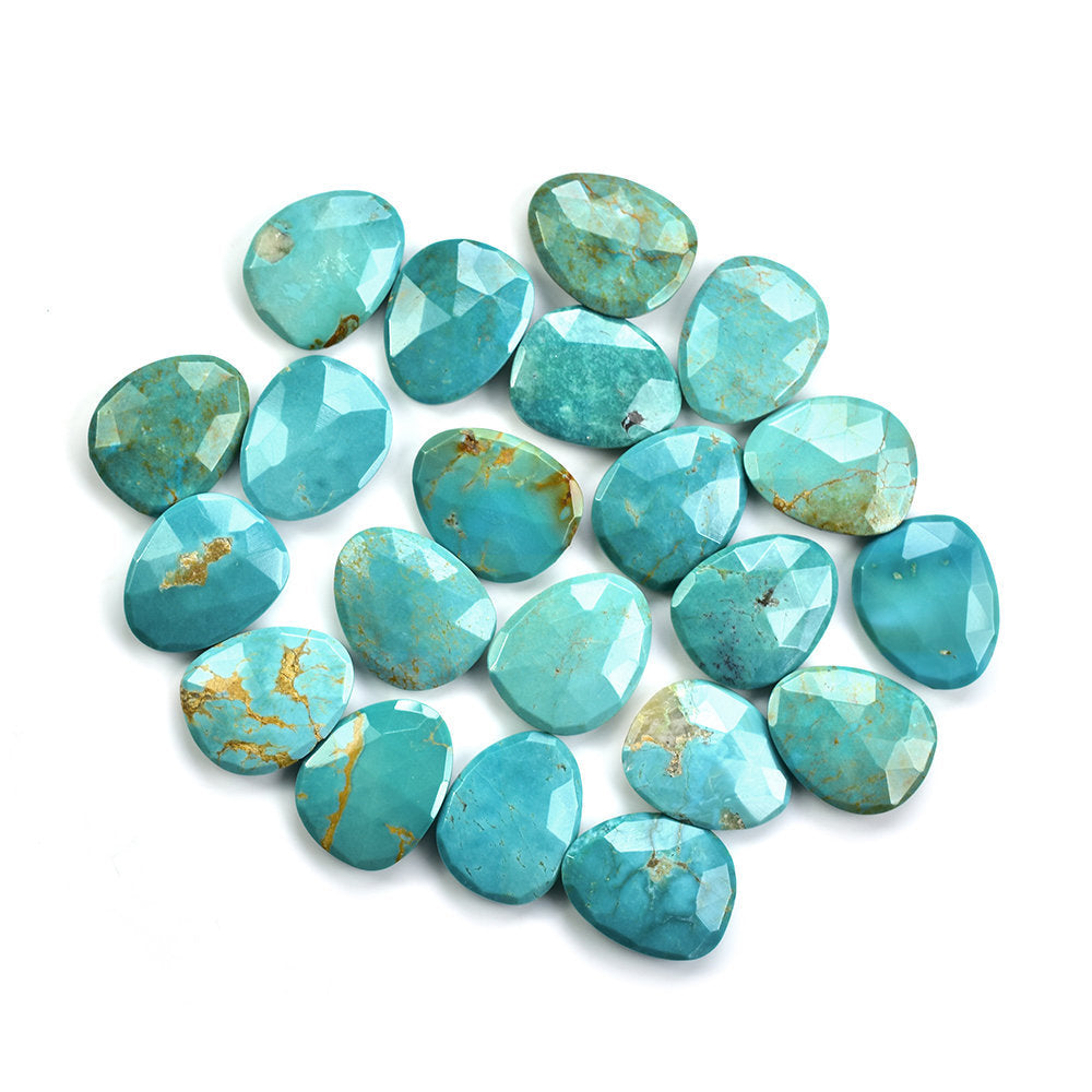 MEXICAN TURQUOISE ROSE CUT BRIOLETTE TRILLIANISH (GREENISH BLUE\WITH SOME MATRIX) 15.50X12.50 MM 4.37 Cts.