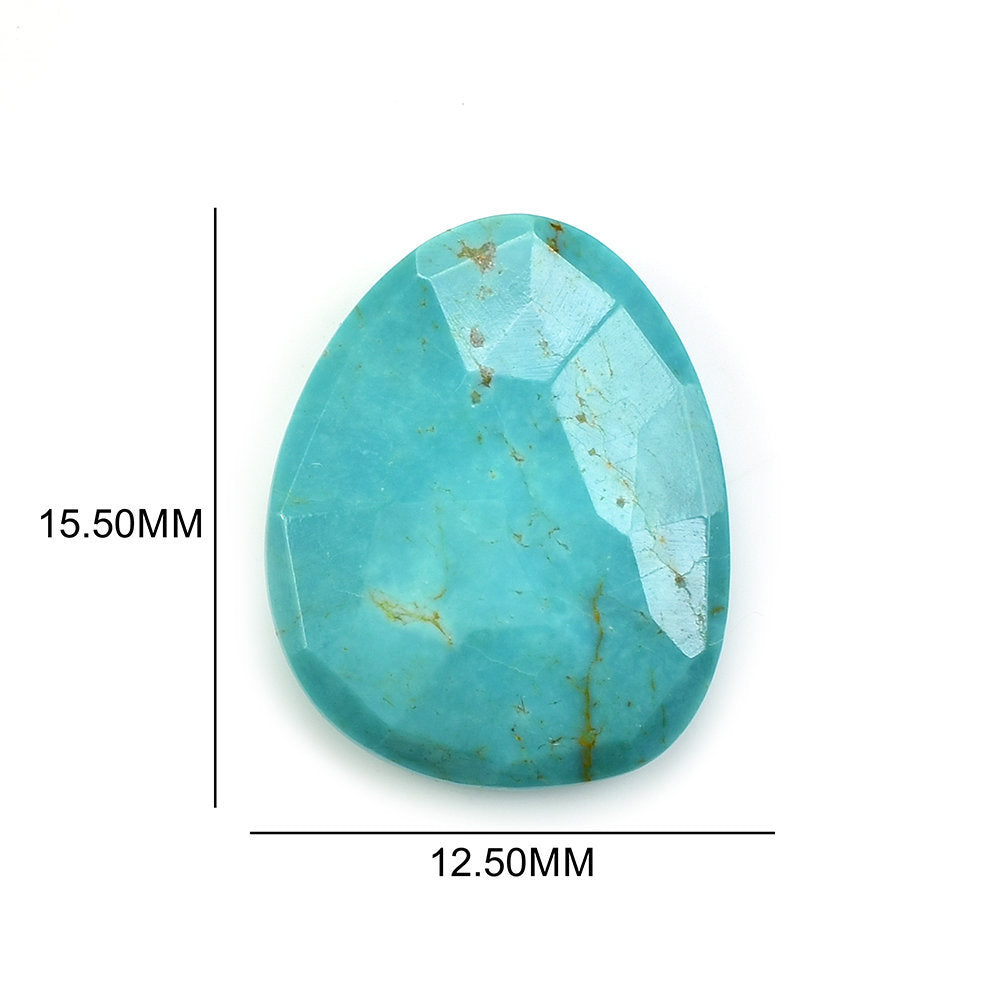 MEXICAN TURQUOISE ROSE CUT BRIOLETTE TRILLIANISH (GREENISH BLUE\WITH SOME MATRIX) 15.50X12.50 MM 4.37 Cts.