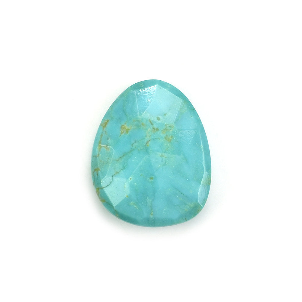 MEXICAN TURQUOISE ROSE CUT BRIOLETTE TRILLIANISH (BLUEGREEN\WITH SOME MATRIX) 15.50X12.50 MM 4.15 Cts.