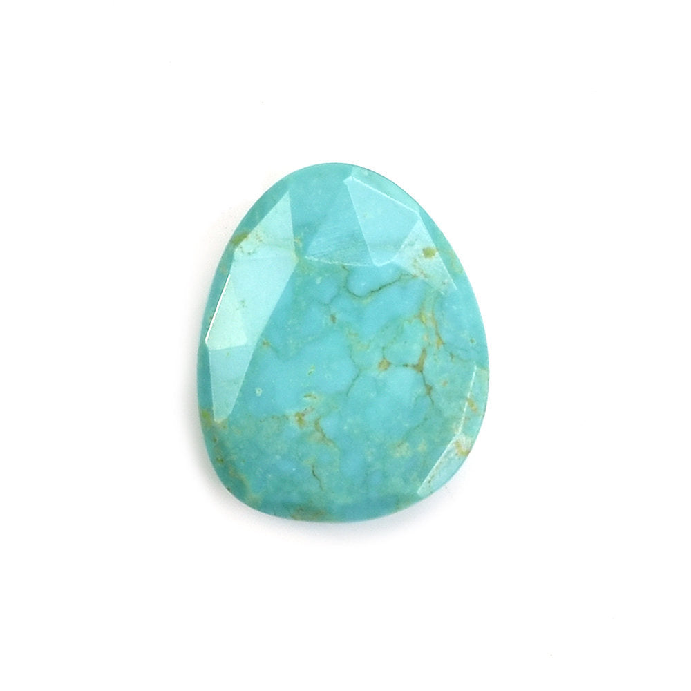 MEXICAN TURQUOISE ROSE CUT BRIOLETTE TRILLIANISH (BLUEGREEN\WITH SOME MATRIX) 15.50X12.50 MM 4.15 Cts.