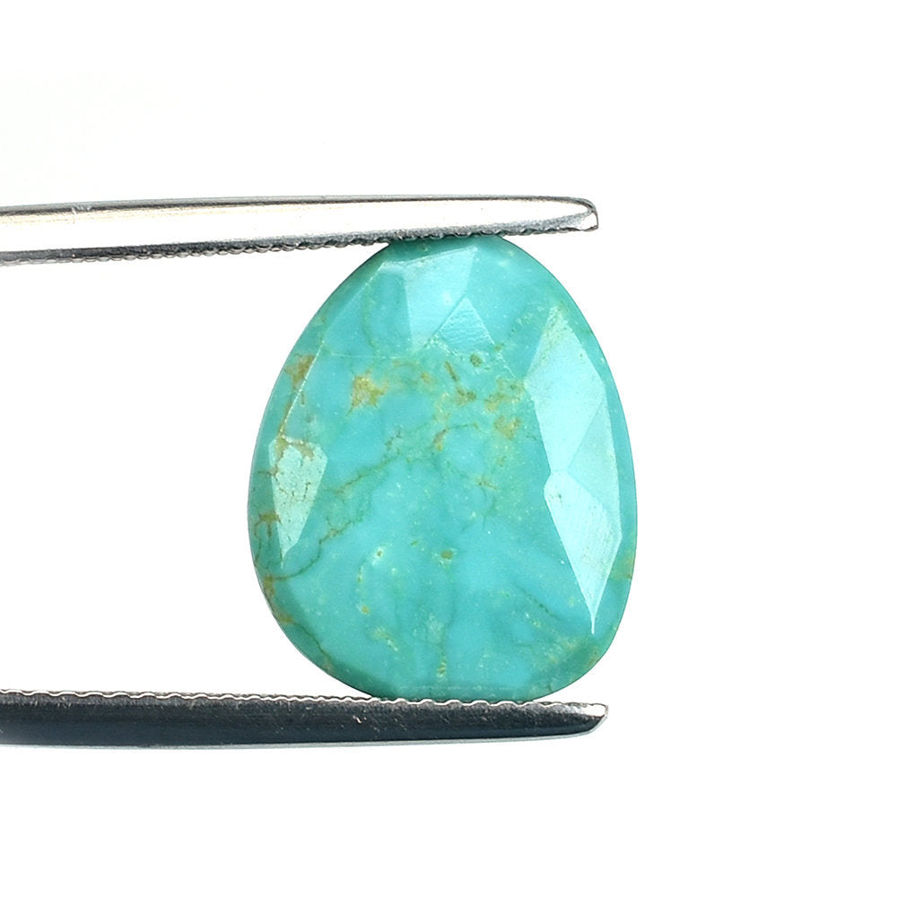 MEXICAN TURQUOISE ROSE CUT BRIOLETTE TRILLIANISH (BLUEGREEN\WITH SOME MATRIX) 15.50X12.50 MM 4.15 Cts.
