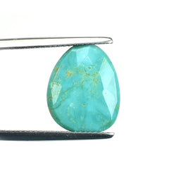 MEXICAN TURQUOISE ROSE CUT BRIOLETTE TRILLIANISH (BLUEGREEN\WITH SOME MATRIX) 15.50X12.50 MM 4.15 Cts.