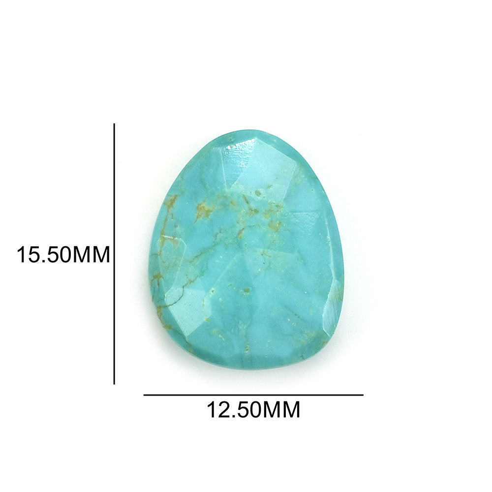 MEXICAN TURQUOISE ROSE CUT BRIOLETTE TRILLIANISH (BLUEGREEN\WITH SOME MATRIX) 15.50X12.50 MM 4.15 Cts.