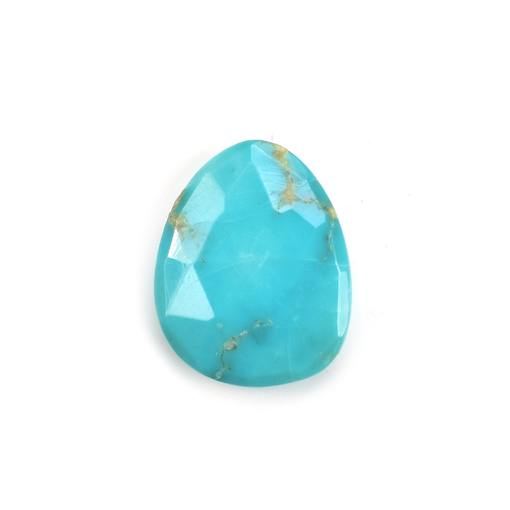 MEXICAN TURQUOISE ROSE CUT BRIOLETTE TRILLIANISH (BLUE\WITH BROWN MATRIX) 15.50X12.50 MM 4.24 Cts.