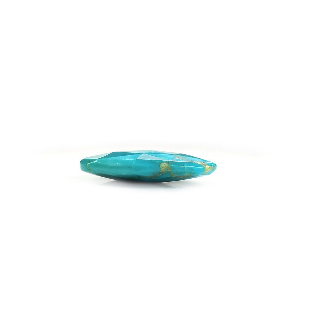 MEXICAN TURQUOISE ROSE CUT BRIOLETTE TRILLIANISH (BLUE\WITH BROWN MATRIX) 15.50X12.50 MM 4.24 Cts.