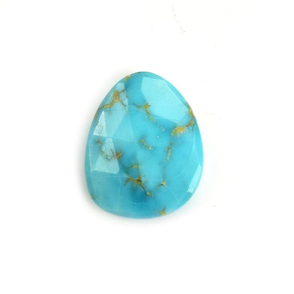 MEXICAN TURQUOISE ROSE CUT BRIOLETTE TRILLIANISH (BLUE\WITH BROWN MATRIX) 15.50X12.50 MM 4.24 Cts.