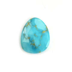 MEXICAN TURQUOISE ROSE CUT BRIOLETTE TRILLIANISH (BLUE\WITH BROWN MATRIX) 15.50X12.50 MM 4.24 Cts.