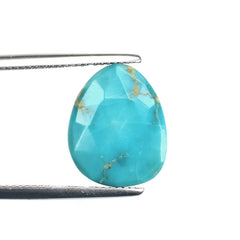 MEXICAN TURQUOISE ROSE CUT BRIOLETTE TRILLIANISH (BLUE\WITH BROWN MATRIX) 15.50X12.50 MM 4.24 Cts.