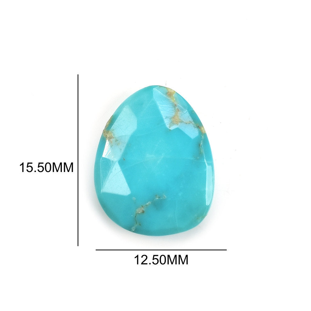 MEXICAN TURQUOISE ROSE CUT BRIOLETTE TRILLIANISH (BLUE\WITH BROWN MATRIX) 15.50X12.50 MM 4.24 Cts.