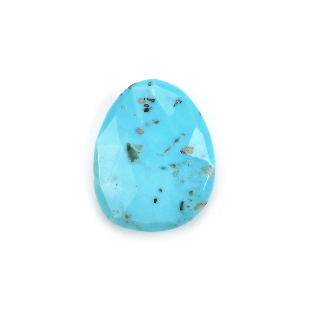 MEXICAN TURQUOISE ROSE CUT BRIOLETTE TRILLIANISH (BLUE\WITH SOME MATRIX) 15.50X12.50 MM 4.07 Cts.