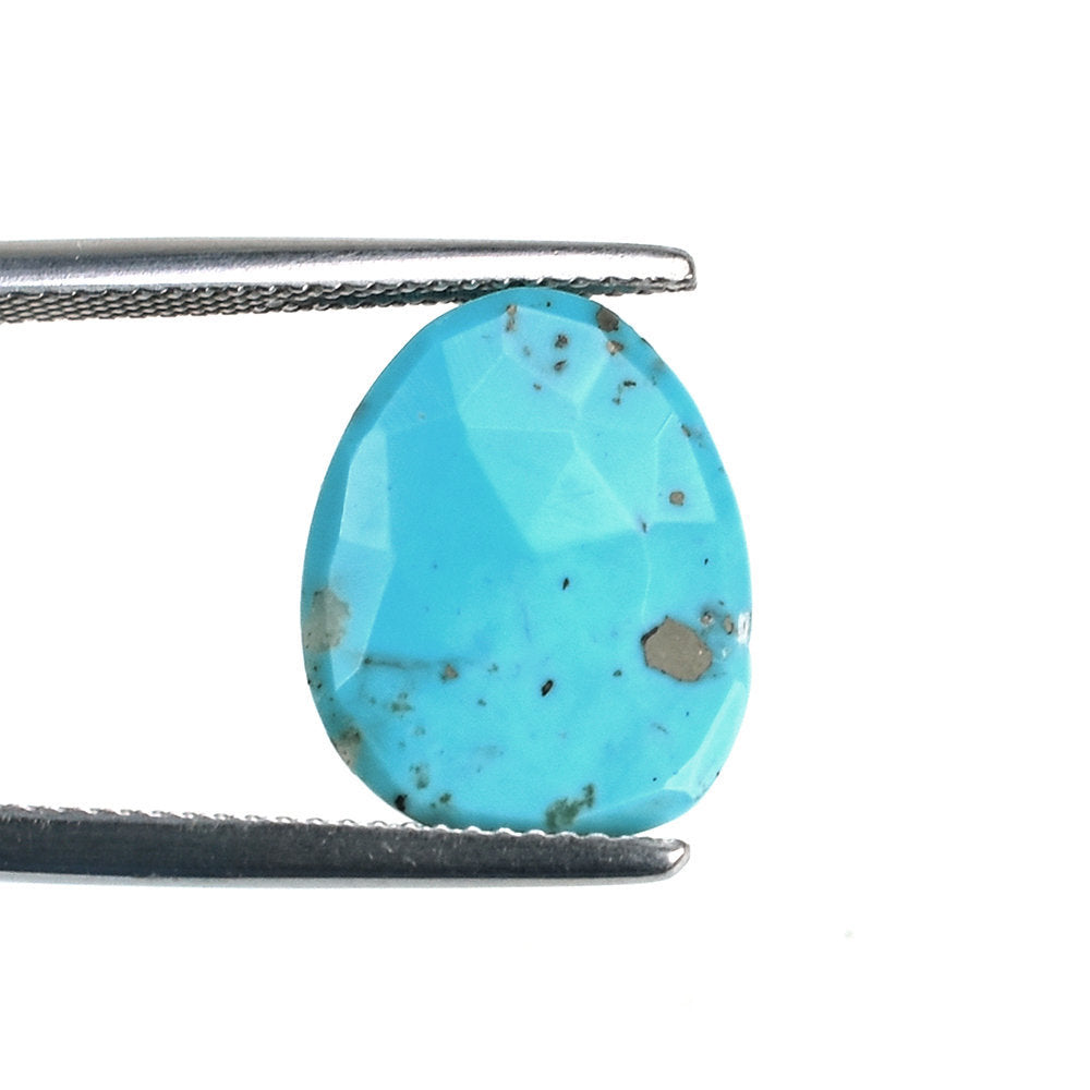 MEXICAN TURQUOISE ROSE CUT BRIOLETTE TRILLIANISH (BLUE\WITH SOME MATRIX) 15.50X12.50 MM 4.07 Cts.