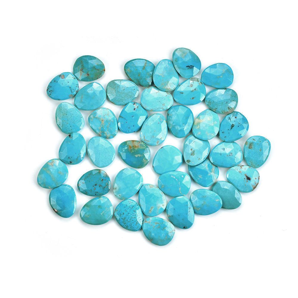 MEXICAN TURQUOISE ROSE CUT BRIOLETTE TRILLIANISH (BLUE\WITH SOME MATRIX) 15.50X12.50 MM 4.07 Cts.