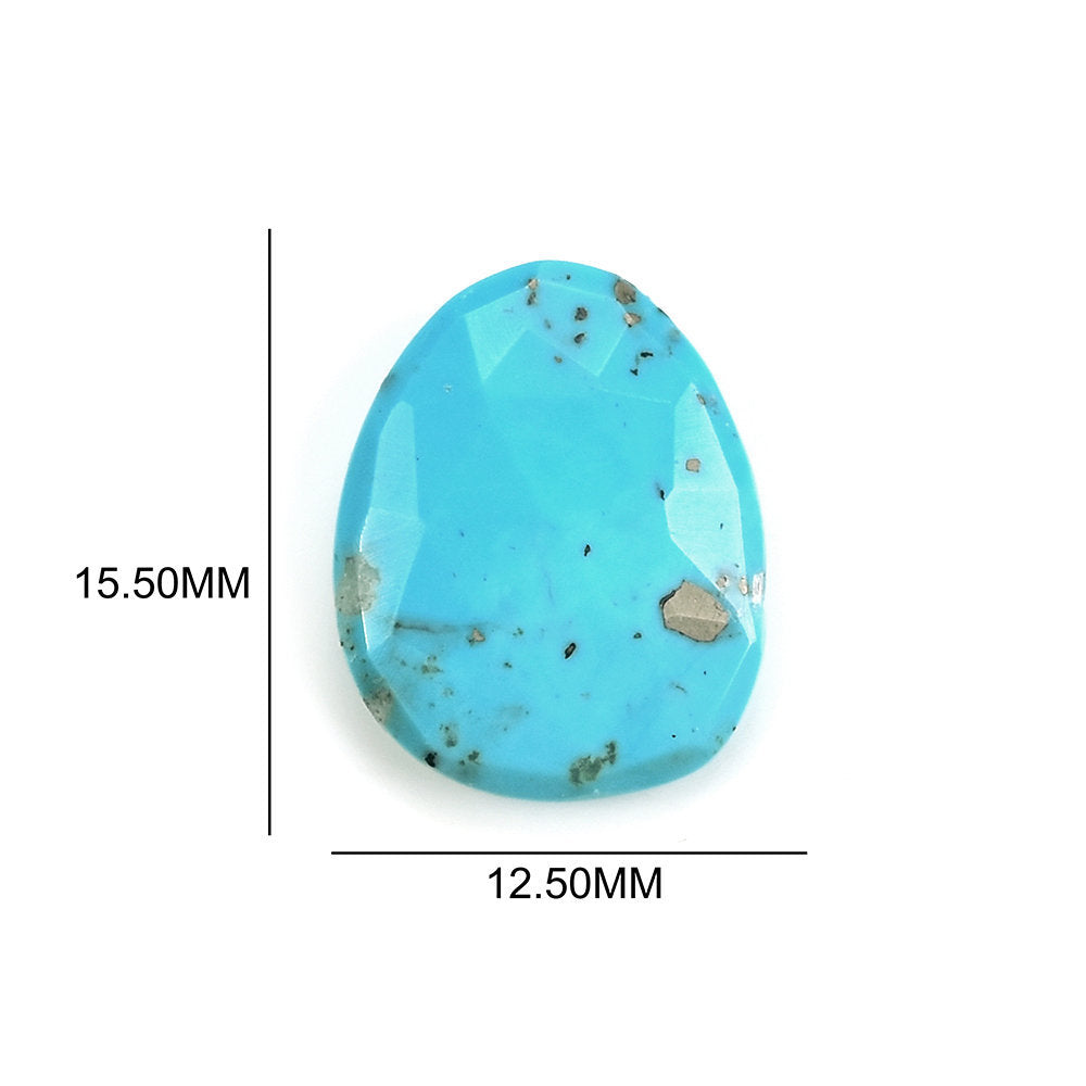 MEXICAN TURQUOISE ROSE CUT BRIOLETTE TRILLIANISH (BLUE\WITH SOME MATRIX) 15.50X12.50 MM 4.07 Cts.