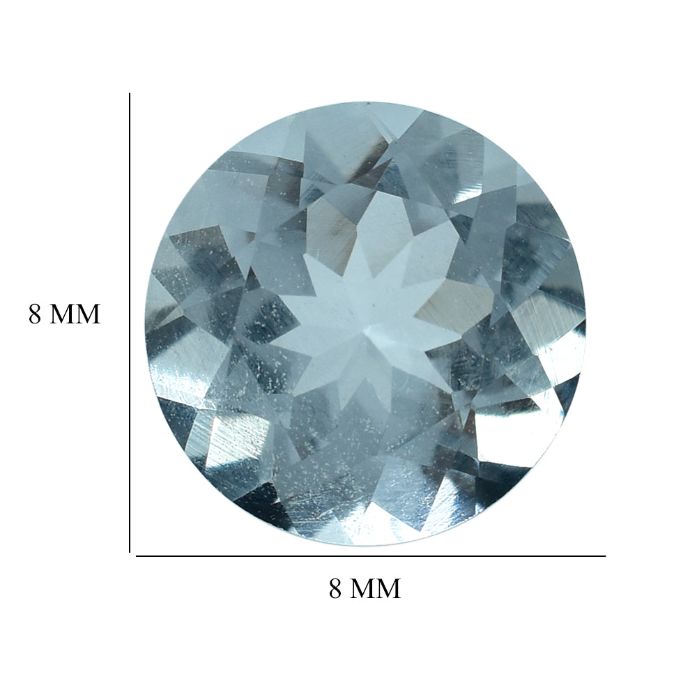 WHITE AQUAMARINE CUT ROUND 8MM 1.40 Cts.