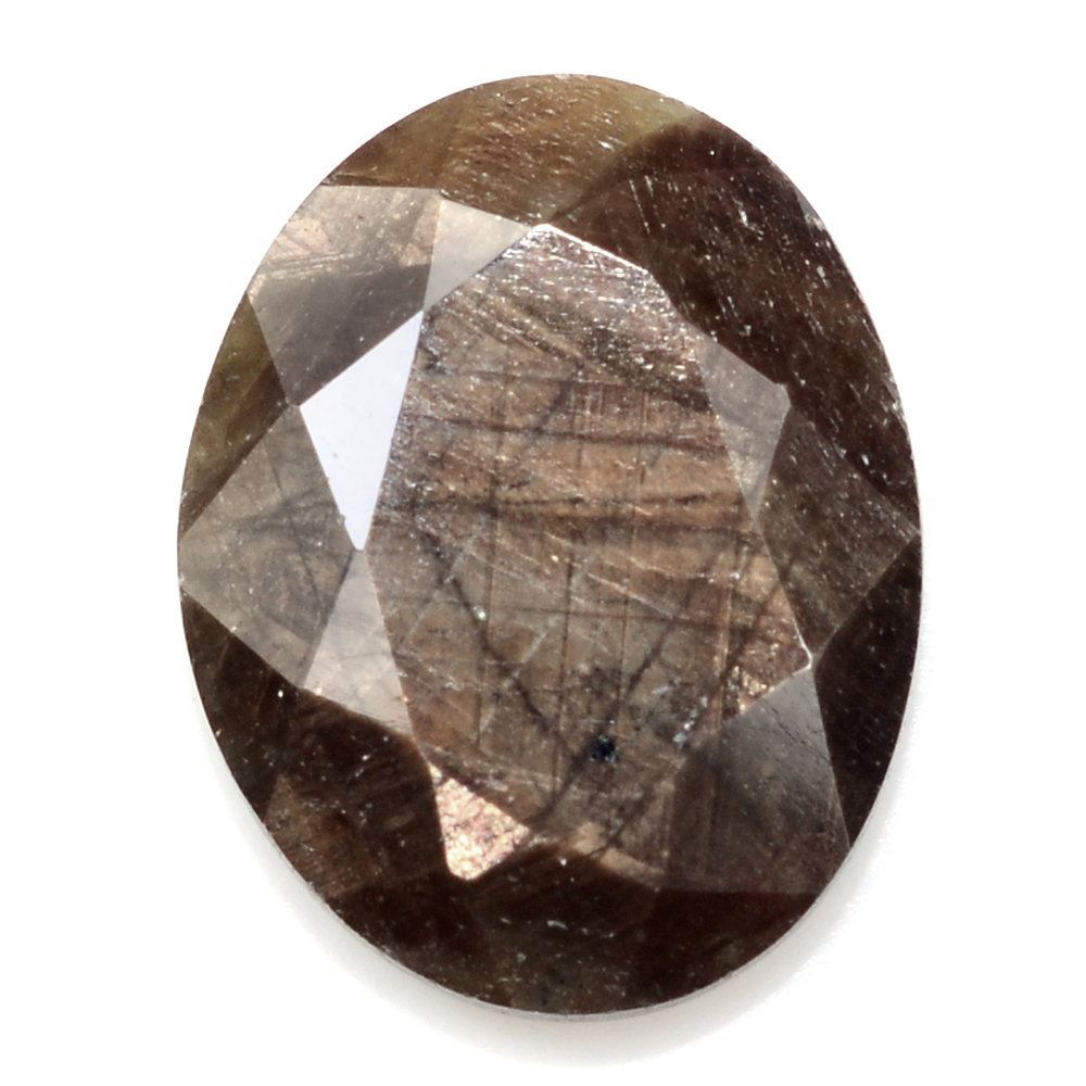 BROWN SAPPHIRE BOTH SIDE TABLE CUT IRREGULAR OVAL 14X11MM 6.33 Cts.