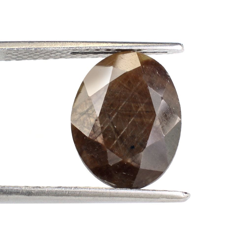BROWN SAPPHIRE BOTH SIDE TABLE CUT IRREGULAR OVAL 14X11MM 6.33 Cts.