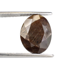 BROWN SAPPHIRE BOTH SIDE TABLE CUT IRREGULAR OVAL 14X11MM 6.33 Cts.