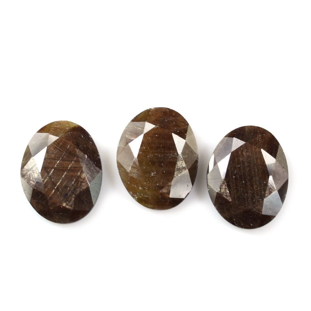 BROWN SAPPHIRE BOTH SIDE TABLE CUT IRREGULAR OVAL 14X11MM 6.33 Cts.