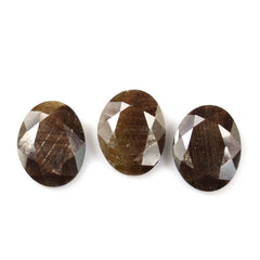 BROWN SAPPHIRE BOTH SIDE TABLE CUT IRREGULAR OVAL 14X11MM 6.33 Cts.