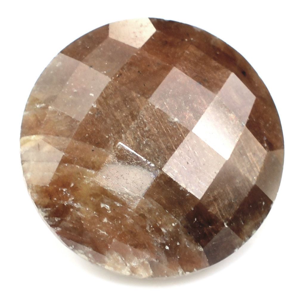 BROWN SAPPHIRE CHECKER CUT ROUND CAB 15MM 15.90 Cts.