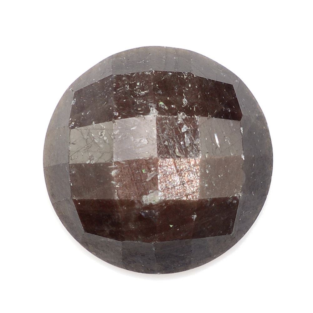 BROWN SAPPHIRE CHECKER CUT ROUND CAB 12MM 6.11 Cts.