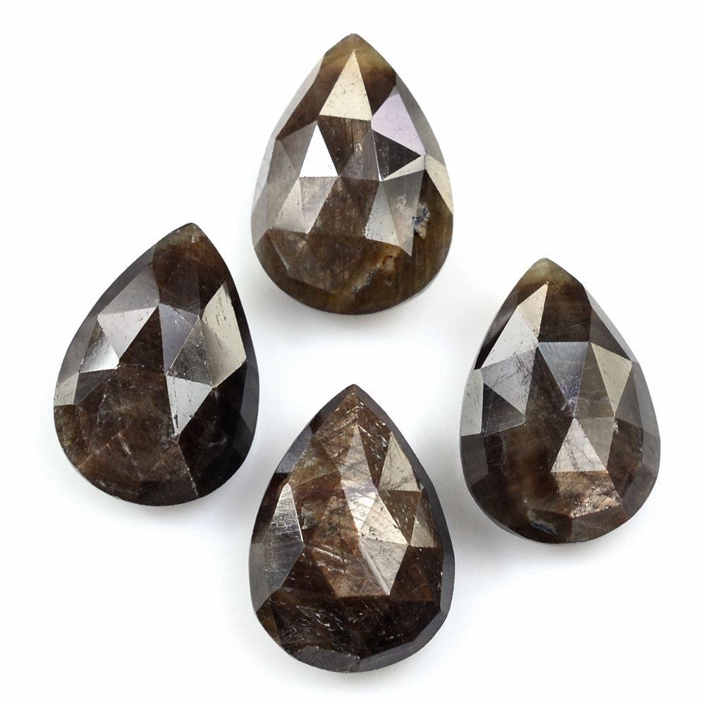 BROWN SAPPHIRE ROSE CUT BRIOLETTE PEAR 14X10MM 6.70 Cts.
