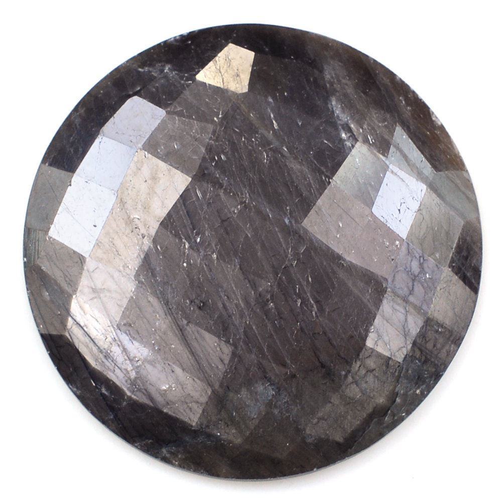 BROWN SAPPHIRE CHECKER CUT ROUND CAB 20MM 13.49 Cts.