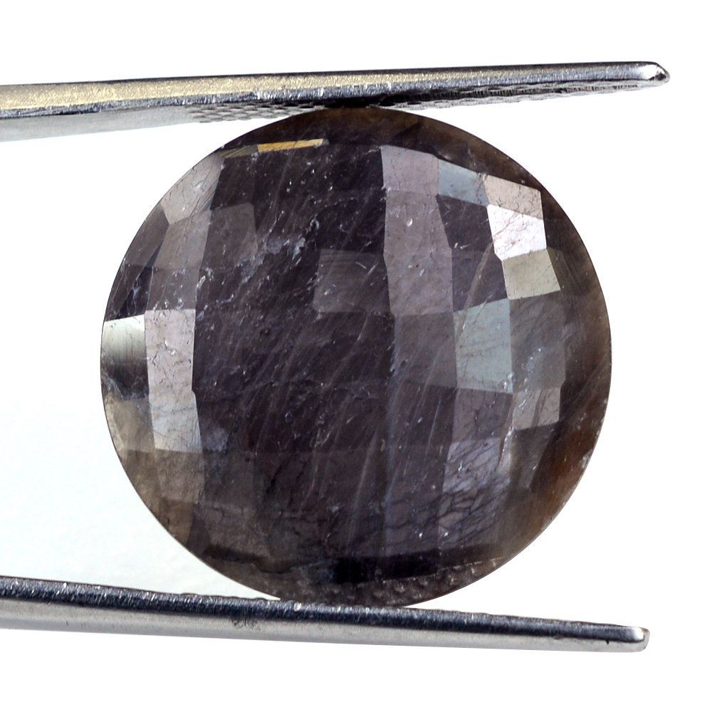 BROWN SAPPHIRE CHECKER CUT ROUND CAB 20MM 13.49 Cts.