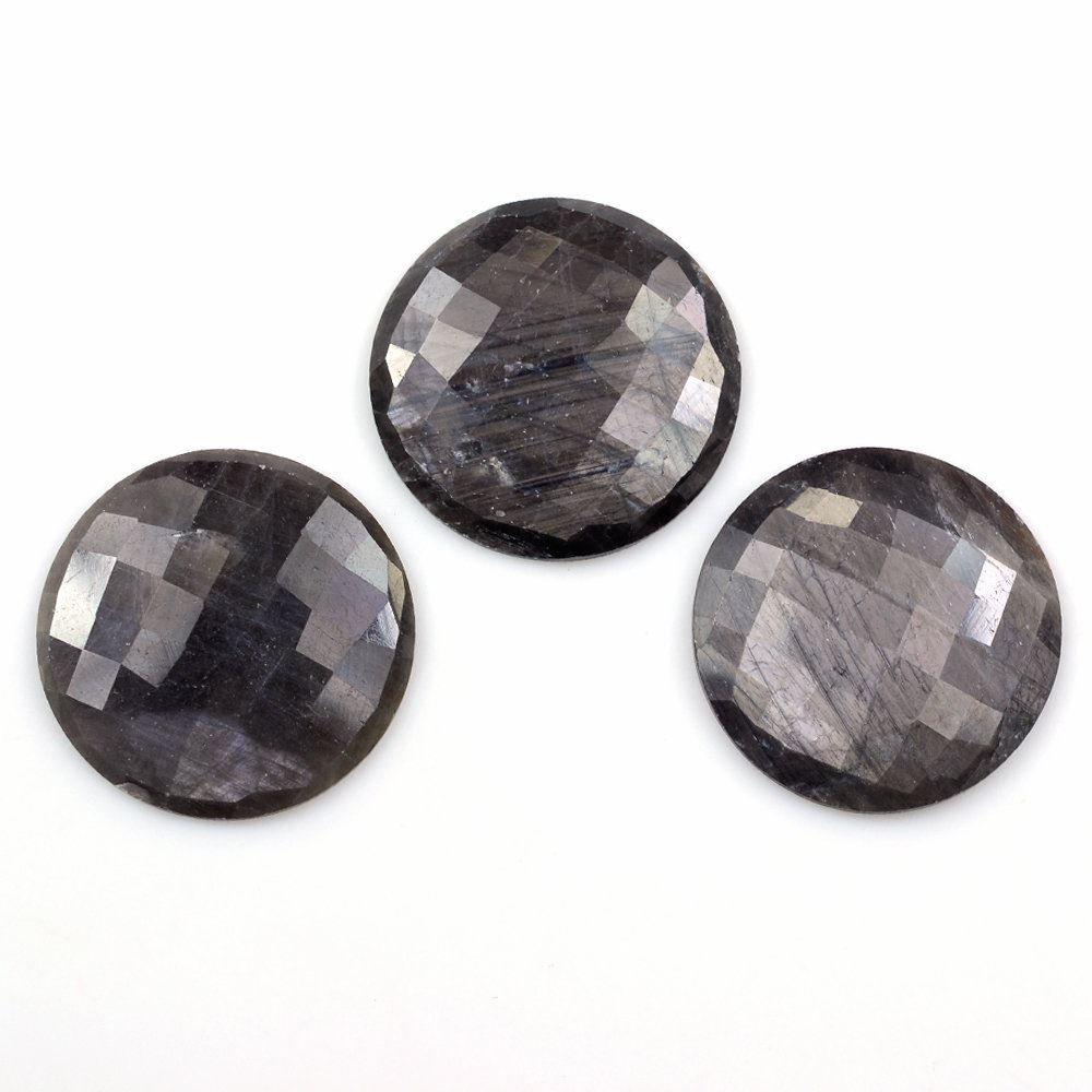 BROWN SAPPHIRE CHECKER CUT ROUND CAB 20MM 13.49 Cts.