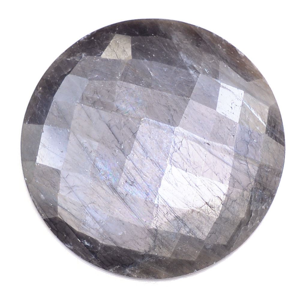 BROWN SAPPHIRE CHECKER CUT ROUND CAB 20MM 13.49 Cts.