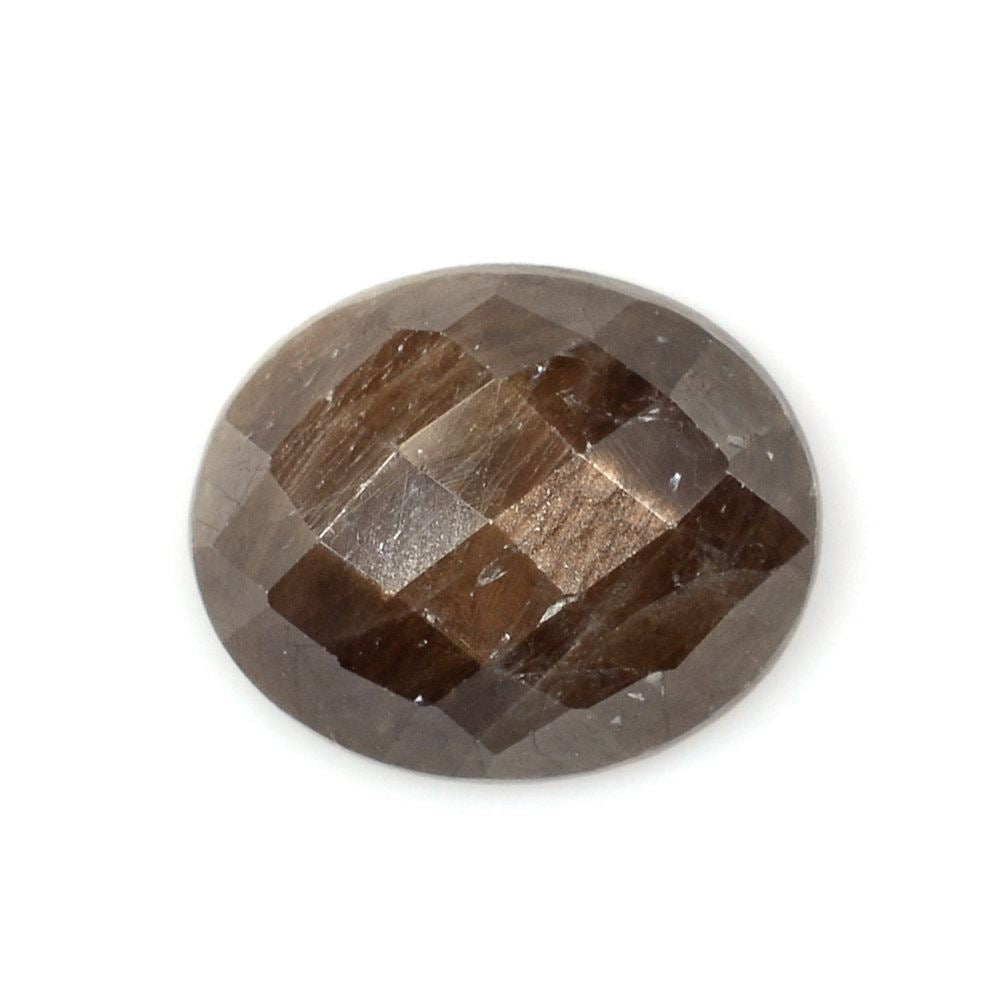 BROWN SAPPHIRE CHECKER OVAL CAB 11X9MM 3.89 Cts.