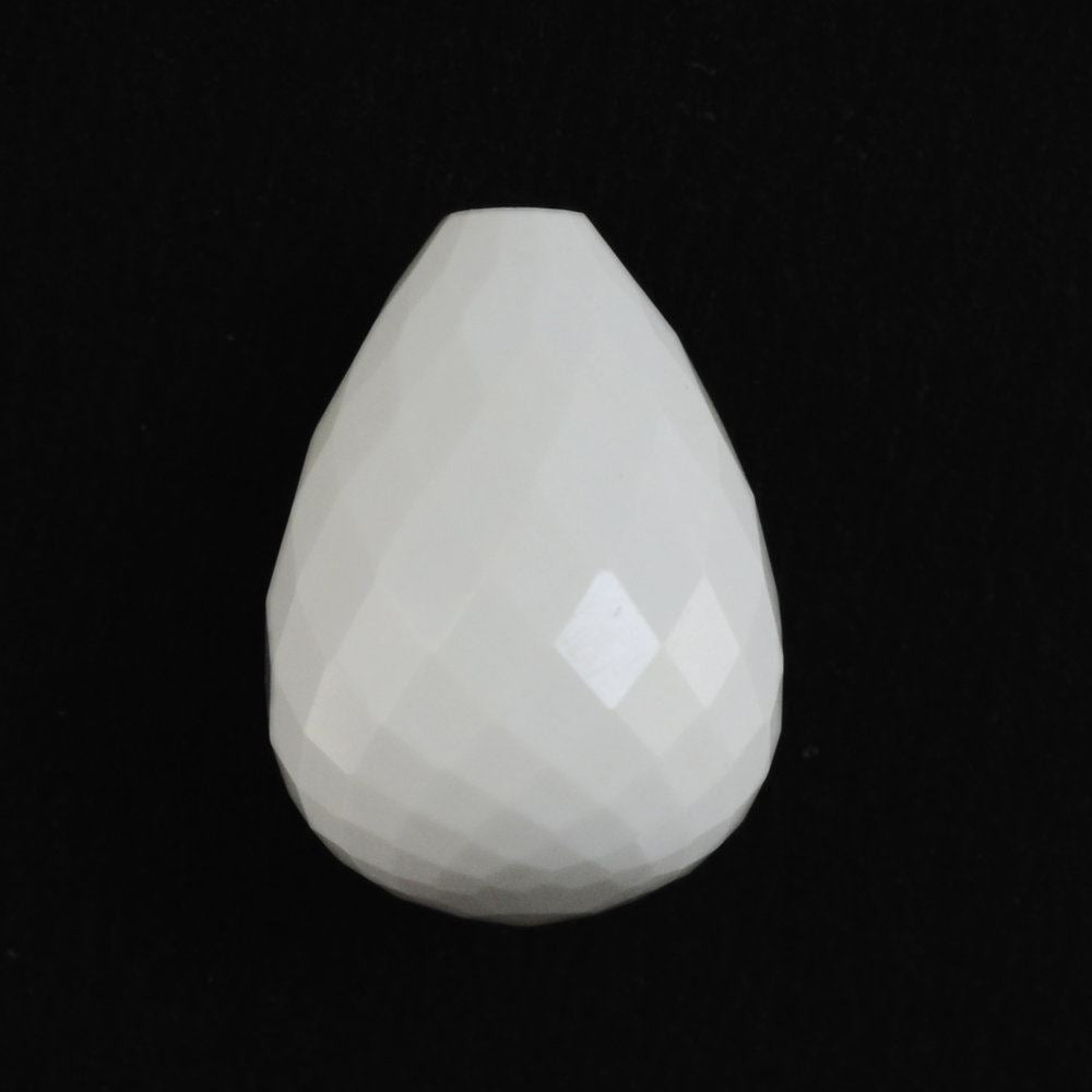 WHITE AGATE FACETED DROPS (HALF DRILL) 14X10MM 10.26 Cts.