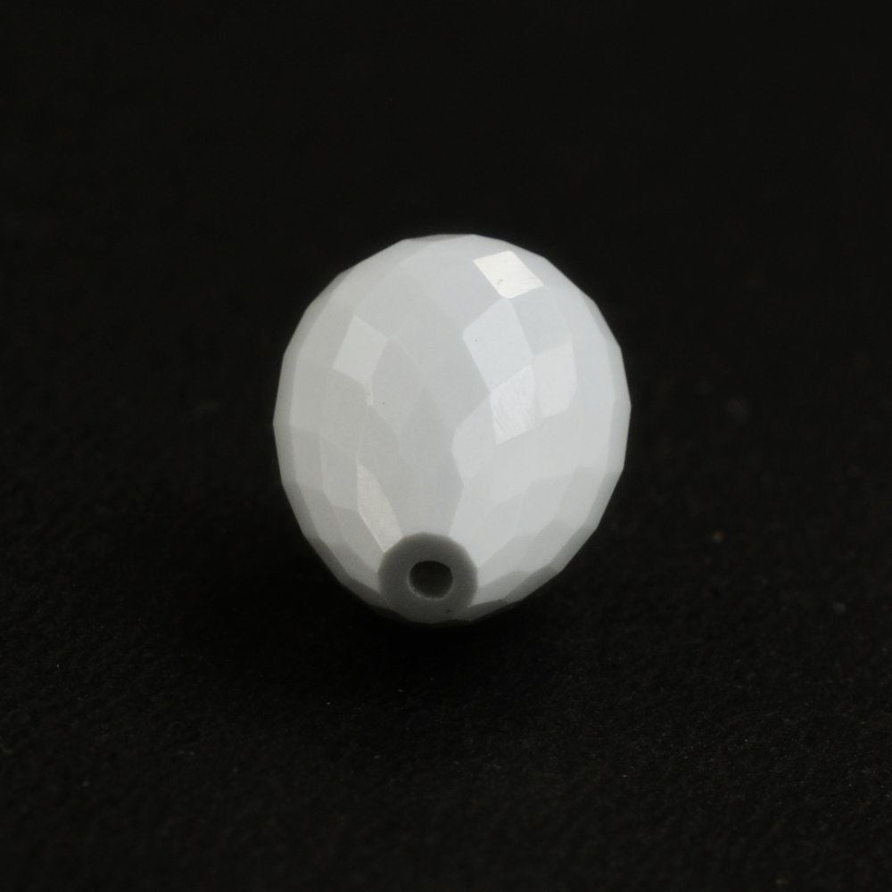WHITE AGATE FACETED DROPS (HALF DRILL) 14X10MM 10.26 Cts.