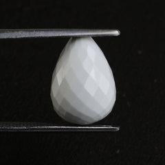 WHITE AGATE FACETED DROPS (HALF DRILL) 14X10MM 10.26 Cts.