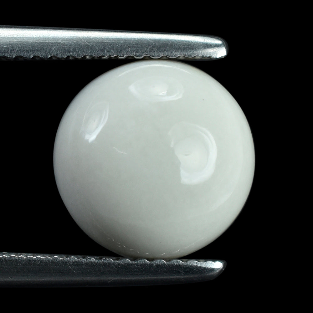 WHITE AGATE PLAIN ROUND CAB 10MM (TH. 5.00-5.40MM) 4.02 Cts.