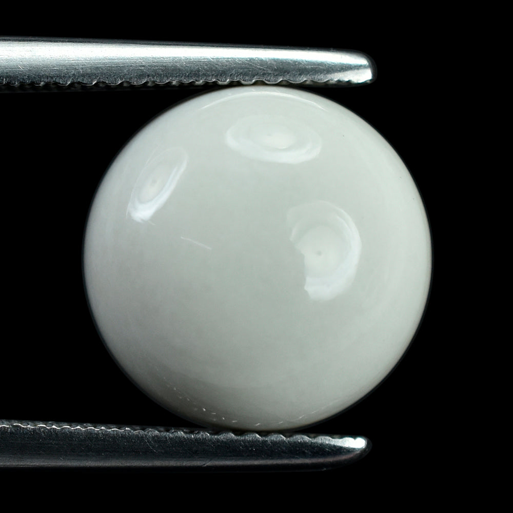 WHITE AGATE PLAIN ROUND CAB (KOGOLONG) 12MM (TH. 6.00-6.40MM) 6.78 Cts.