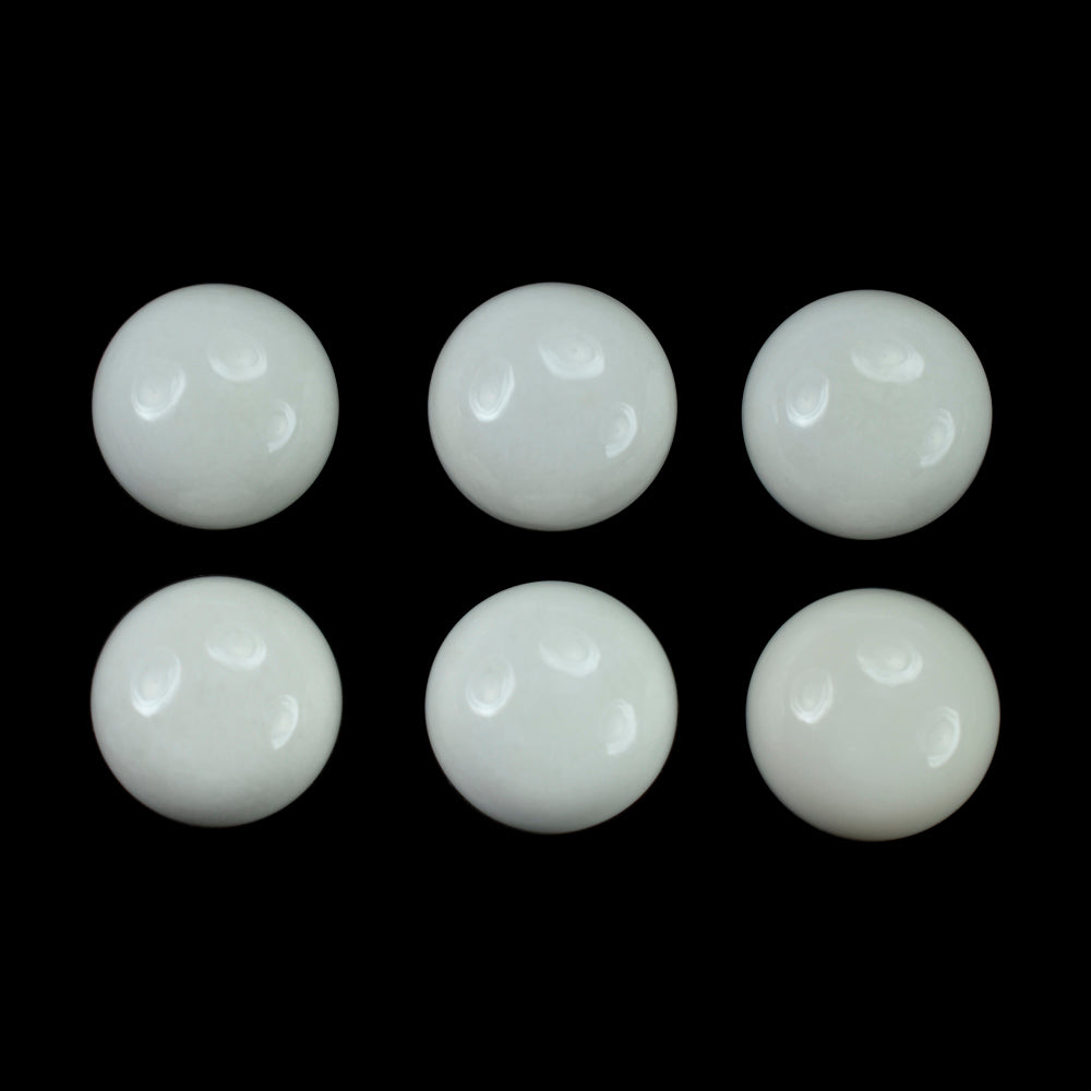 WHITE AGATE PLAIN ROUND CAB (KOGOLONG) 12MM (TH. 6.00-6.40MM) 6.78 Cts.