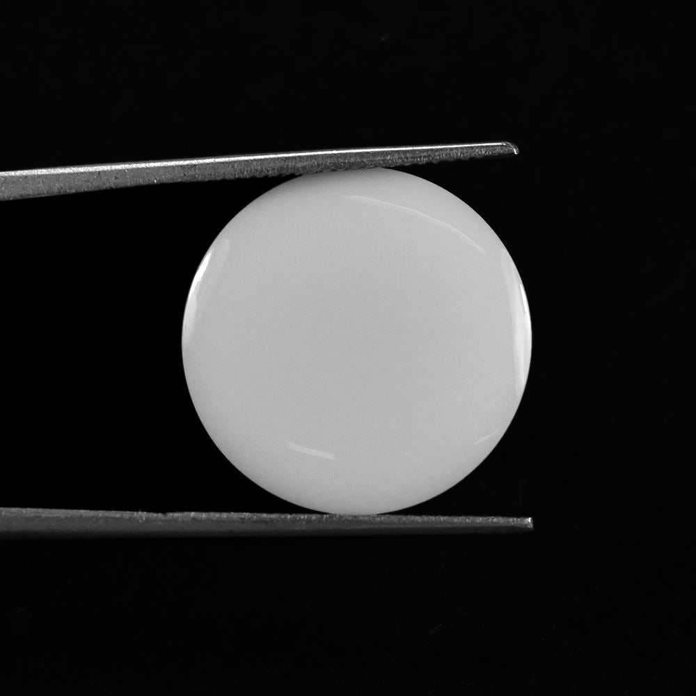 WHITE AGATE PLAIN LENTIL ROUND (WHITE) 19.00X19.00 MM 6.55 CTS