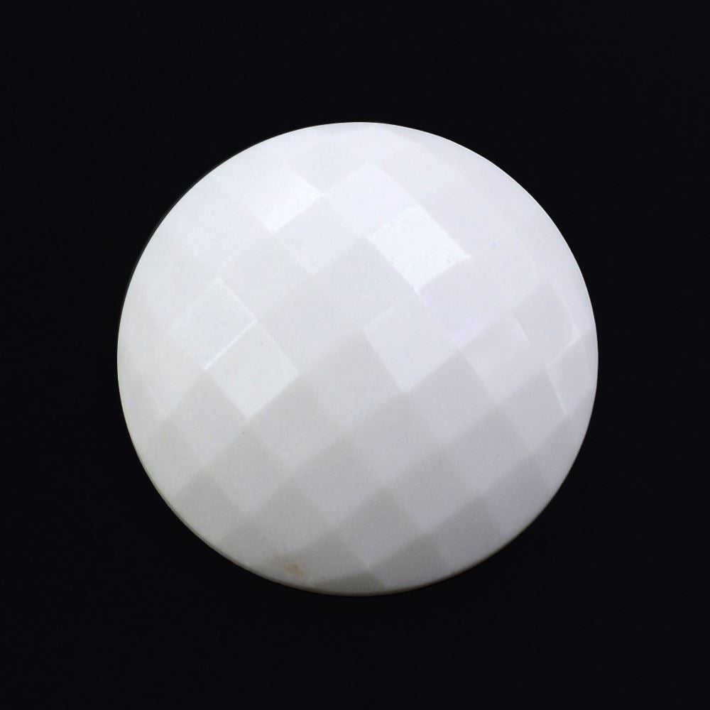 WHITE AGATE CHECKER ROUND CAB 20MM 15.65 Cts.
