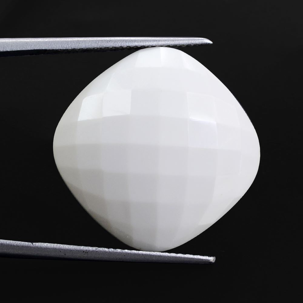 WHITE AGATE CHECKER CUSHION CAB 20MM 16.92 Cts.
