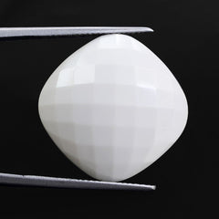 WHITE AGATE CHECKER CUSHION CAB 20MM 16.92 Cts.