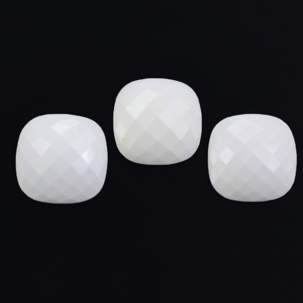 WHITE AGATE CHECKER CUSHION CAB 20MM 16.92 Cts.