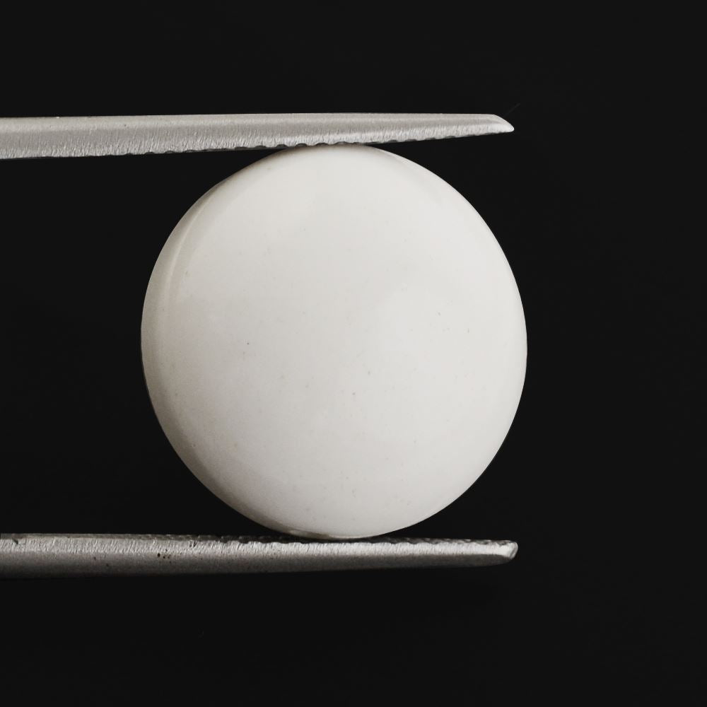 WHITE AGATE LENTIL ROUND (FULL DRILL) 15MM 15.20 Cts.