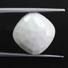 WHITE AGATE IRREGULAR FACETS CUSHION CAB (H/D) AT BOTTOM) 14MM   8.25 Cts.