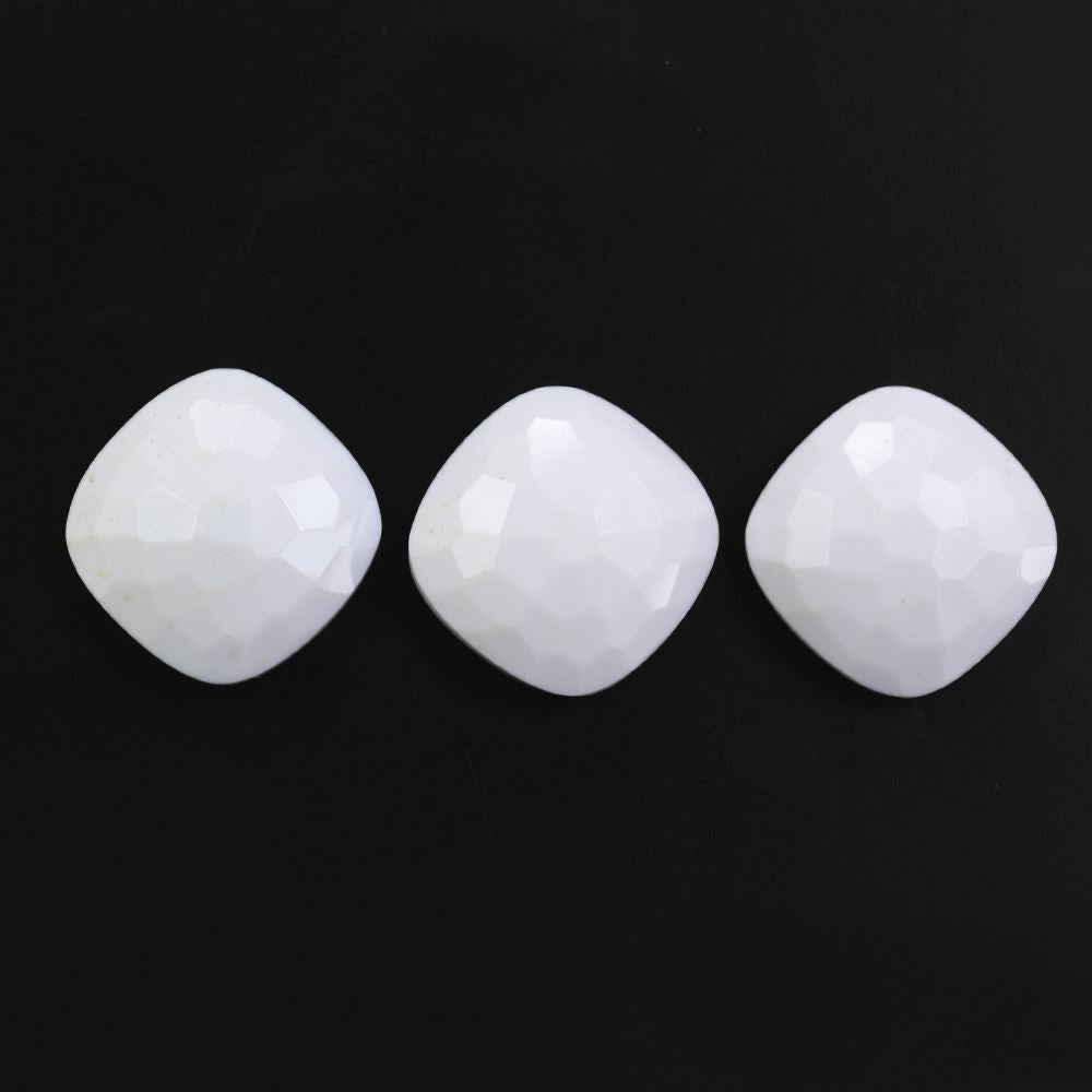 WHITE AGATE IRREGULAR FACETS CUSHION CAB (H/D) AT BOTTOM) 14MM   8.25 Cts.