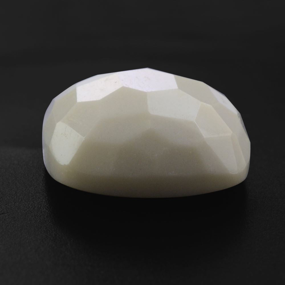 WHITE AGATE IRREGULAR FACETS CUSHION CAB (H/D) AT BOTTOM 11MM  4.94 Cts.